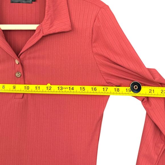 For G and PL Coral Long Sleeve Ribbed Button Placket Collared Polo Shirt Small - Picture 6 of 7